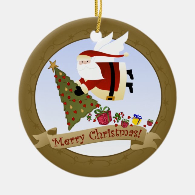Santa Delivers | Christmas Ornament (Front)