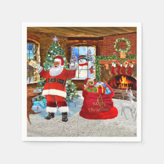 Santa delivers gifts on Christmas Day Napkin