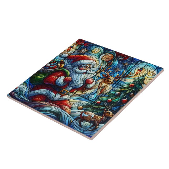 Santa delivers joy on a snowy night tile (Side)