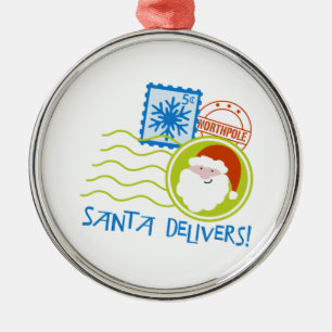 Santa Delivers! Metal Ornament