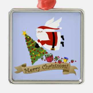 Santa Delivers Metal Ornament