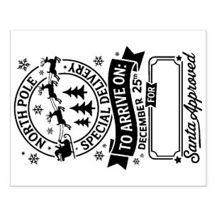 Santa Delivery Service Christmas  Rubber Stamp