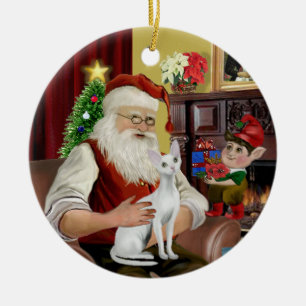 Santa - Devonshire Rex cat Ceramic Ornament