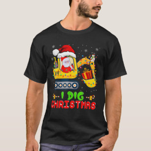 Santa Dig Christmas Cute Christmas I Riding Excava T-Shirt