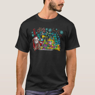 Santa Dig Christmas Cute Christmas I Riding Excava T-Shirt