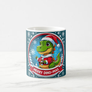 Santa Dinosaur Christmas Funny “Merry Dino-Mas” Coffee Mug