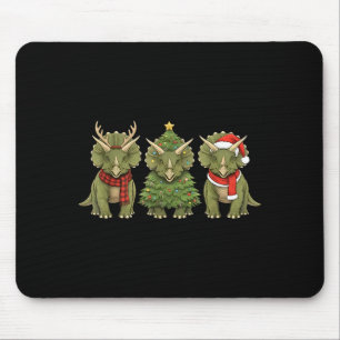 Santa Dinosaur Christmas Tree Triceratops Lover Xm Mouse Pad