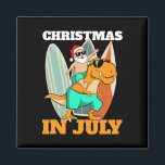 Santa Dinosaur Mid Year Xmas Party Beach Christmas Magnet<br><div class="desc">Santa Dinosaur Mid Year Xmas Party Beach Christmas In July</div>