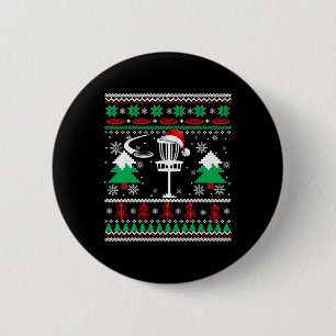 Santa Disc Golf Xmas Sweater Santa Disc Golf Sport 2 Inch Round Button
