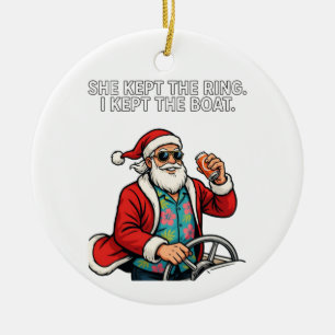 Santa Divorce Custody Humour Funny Holiday Xmas Ceramic Ornament
