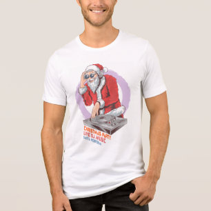 Santa DJ Christmas Party Music Lover Tri-Blend Shirt