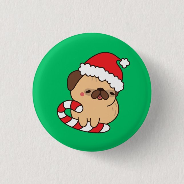 Santa Dog 1 Inch Round Button (Front)