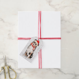 Santa Dog Australian Shepherd Christmas Gift Tags