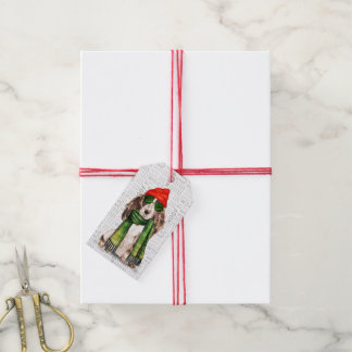 Santa Dog Cocker Spaniel Christmas Gift Tags