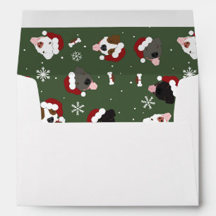Santa Dogs on Green Envelope