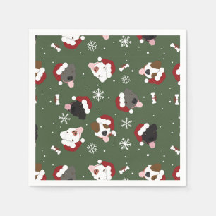Santa Dogs on Green Napkin