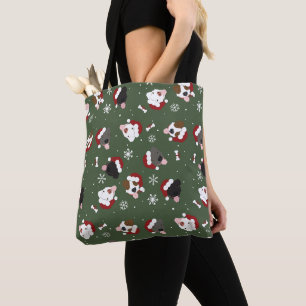 Santa Dogs on Green Tote Bag