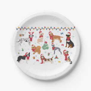 Santa Dogs Paper Plate