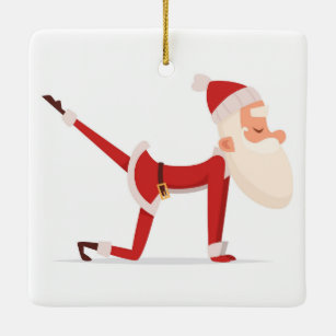 Santa Doing Yoga Ceramic Ornament