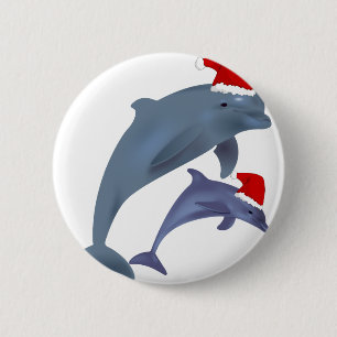 santa dolphins 2 inch round button