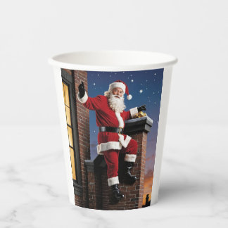Santa down the chimney, paper cups