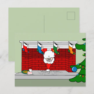 Santa Down the Chimney Postcard