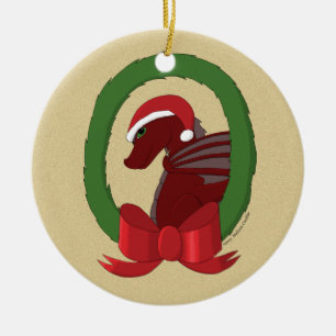 Santa Dragon Ceramic Ornament