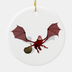 Santa Dragon Ceramic Ornament
