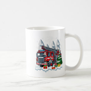Santa Driving Fire Truck Christmas Boxes Colourful Coffee Mug