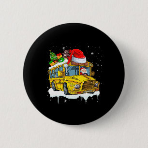 Santa Driving School Bus Xmas Tree Colourful Costu 2 Inch Round Button