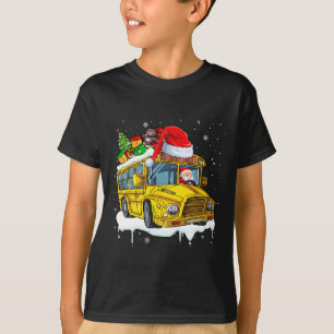 Santa Driving School Bus Xmas Tree Colourful Costu T-Shirt