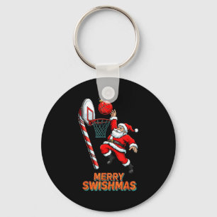 Santa Dunking Merry Swishmas Basketball Christmas Keychain