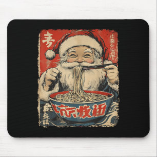 Santa Eating Ramen Noodles Ukiyo-e Insred Christma Mouse Pad