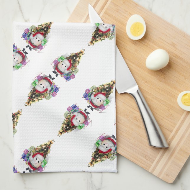 Santa Egg Christmas Kitchen Towel (Quarter Fold)