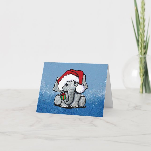 Santa Elephant Christmas Card (Front)