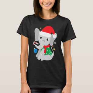Santa Elephant Funny Cute Zoo Christmas T-Shirt