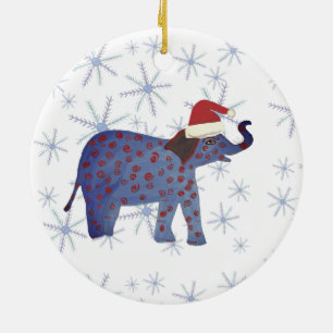 Santa Elephant Snowflakes Ornament
