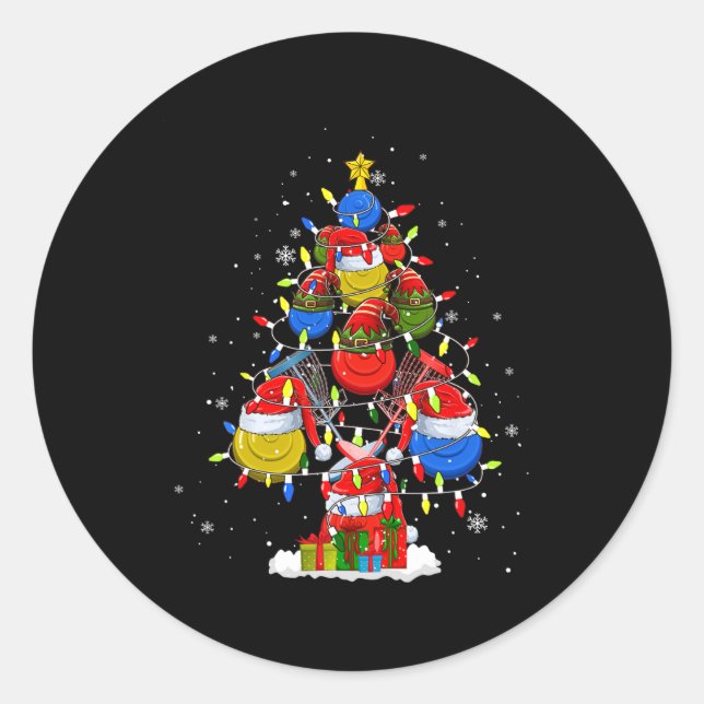 Santa Elf Disc Golf Ball Tools Xmas Tree Men Playe Classic Round Sticker (Front)