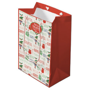 Santa Elf Friends Personalized Medium Gift Bag
