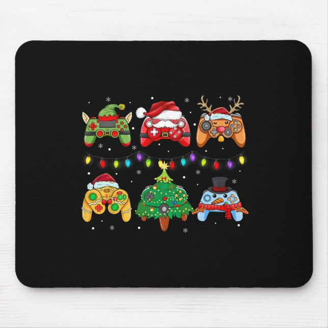 Santa Elf Gaming Controllers Snowman Boys Kids  Mouse Pad (Front)