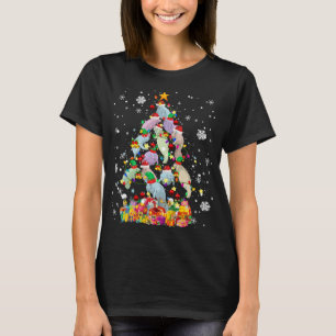 Santa ELF Manatee Christmas Tree Xmas Lights Manat T-Shirt