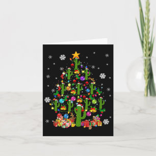 Santa Elf Reindeer Cactus Xmas Tree Light Cactus  Card