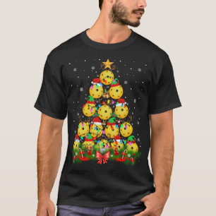 Santa Elf Reindeer Pickleball Christmas Tree Xmas T-Shirt