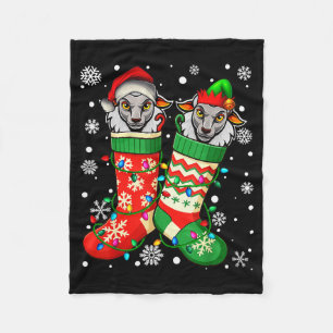Santa Elf Sheep Animal In Christmas Socks Men Wome Fleece Blanket