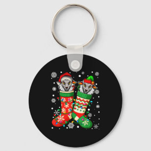 Santa Elf Sheep Animal In Christmas Socks Men Wome Keychain
