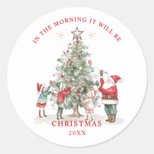 Santa Elf's Christmas Tree Classic Round Sticker