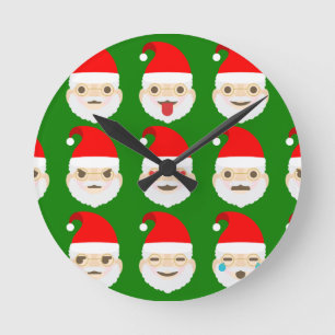 santa emoji emoticons round clock