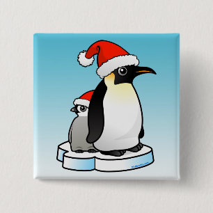 Santa Emperor Penguin 2 Inch Square Button
