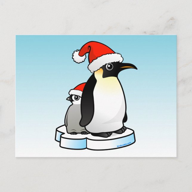Santa Emperor Penguin Holiday Postcard (Front)