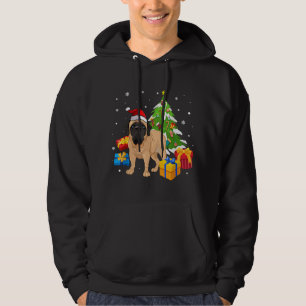 Santa English Mastiff Dog Christmas Tree Gifts Xma Hoodie